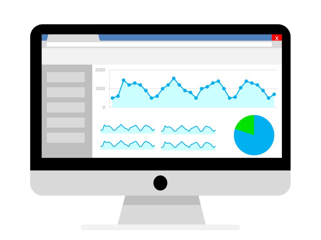 GA screen (flat graphics representing google-analytics-management-and-consulting-agency-consultants)