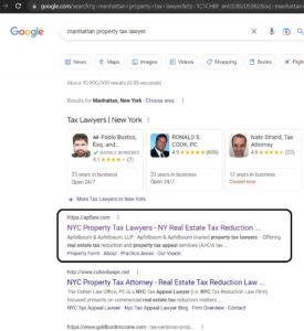 SEO Property Tax Lawyer Case Study - Manhattan NY