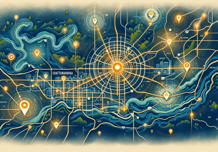 Chattanooga's artistic map hub, similar to local map optimization.